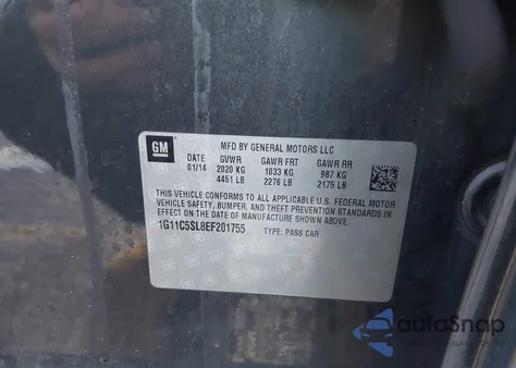 2014 Chevrolet Malibu 1Lt from USA, damaged, VIN 1G11C5SL8EF201755